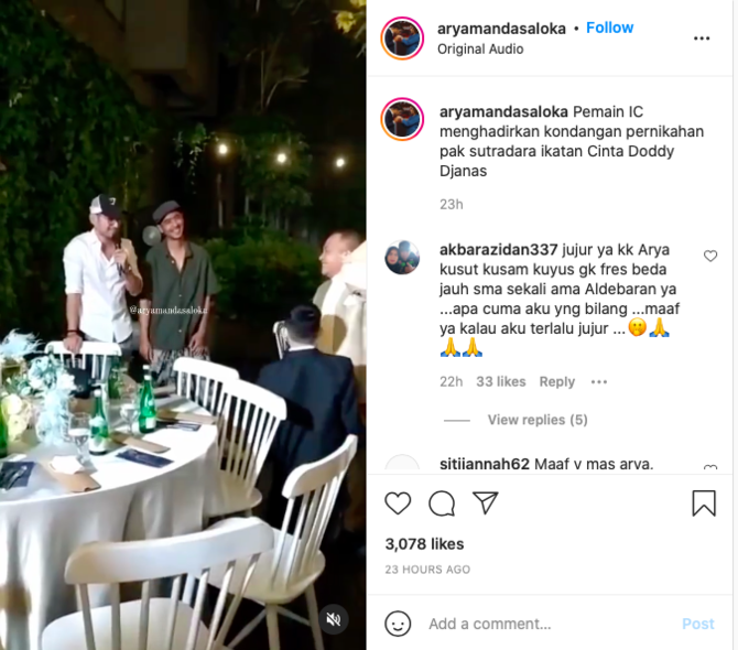 intip gaya arya saloka hadiri pernikahan sutradara ikatan cinta pakai sarung