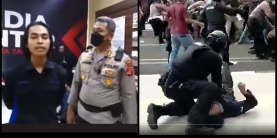 Pendemo 'di-Smackdown' Polisi Bicara Didampingi Perwira, Netizen Curiga Dalam Tekanan