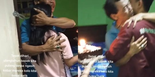 Momen Anak Pulang Kampung Beri Kejutan Ulang Tahun untuk Ayah, Bikin Haru