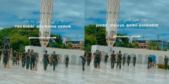 Potret Prajurit TNI Ramai-ramai Bersihkan Masjid Raya Baiturrahman Aceh