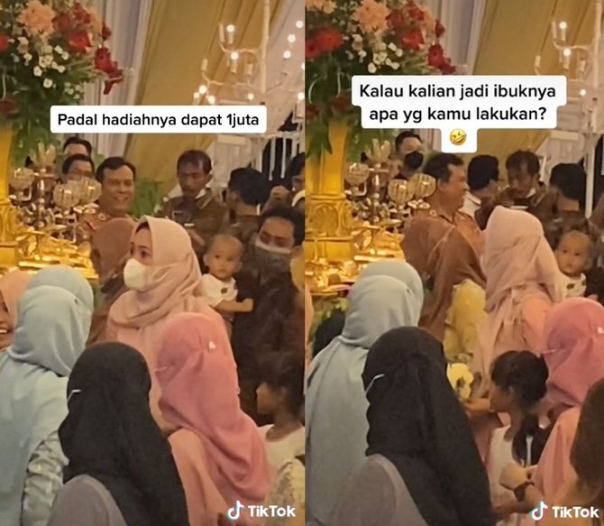 ibu ini kaget tiba tiba dapat buket bunga dari pengantin