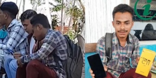 Tangis Haru Pria Dibelikan HP Teman Seangkatan,Selama Ini Tak Bisa Ikut Kuliah Online
