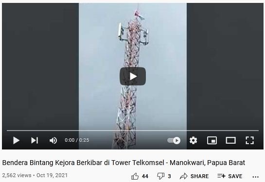 telkomsel bantah bendera bintang kejora berkibar di tower miliknya