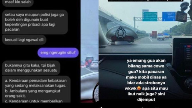 polisi asyik pacaran pakai mobil patroli