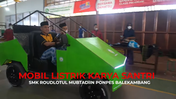 mobil listrik pondok pesantren raudlotul mubtadiin balekambang