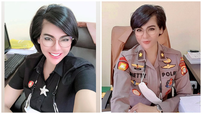 perwira polwan mirip artis ini lulus doktor