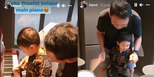 Momen Yosafat Putra Ahok Belajar Main Piano & Drum Bareng Ayah, Seru Banget