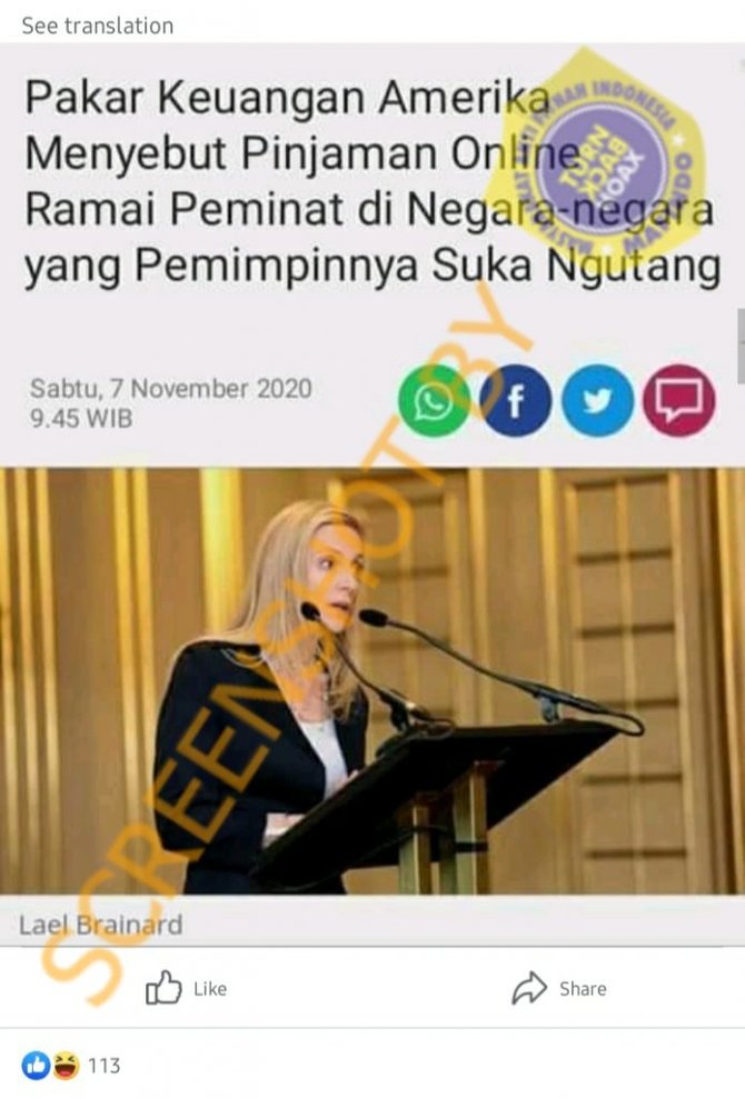 hoaks pakar keuangan as sebut pinjol ramai peminat di negara suka berutang