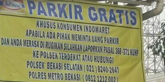 Viral Spanduk Parkir Gratis di Minimarket Bekasi, Diminta Bayar Lapor ke Polisi