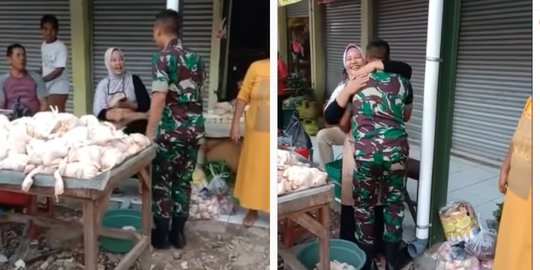 Tukang Daging Ayam Kaget Didatangi TNI, Haru Pas Buka Masker Ternyata Anaknya