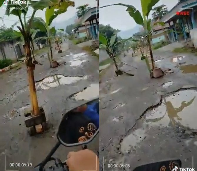 pemotor unjuk kebolehan lewati jalan rusak dan berlubang