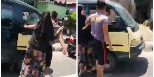 Viral Pria Berkaos Brimob Ribut dengan Sopir Angkot di Jalan, Pintu Mobil Dipukuli