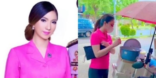 Gaya Ibu Kombes Cantik saat Beli Kue Cubit, Penampilannya Sederhana Curi Perhatian