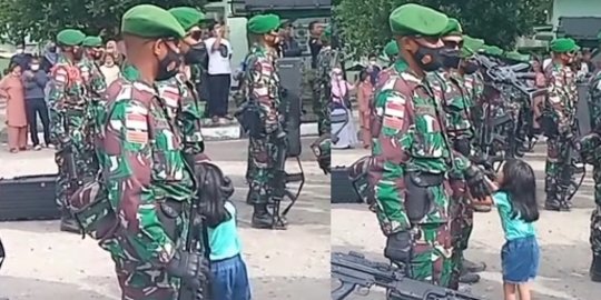 Momen Anggota TNI Meninggalkan Batalyon, Sang Anak Hampiri Barisan dan Menangis