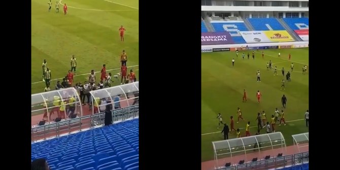 Sepak Bola Liga 2 Berubah Jadi Arena Adu Jotos, Ada 1 Pemain Dikejar Banyak Orang