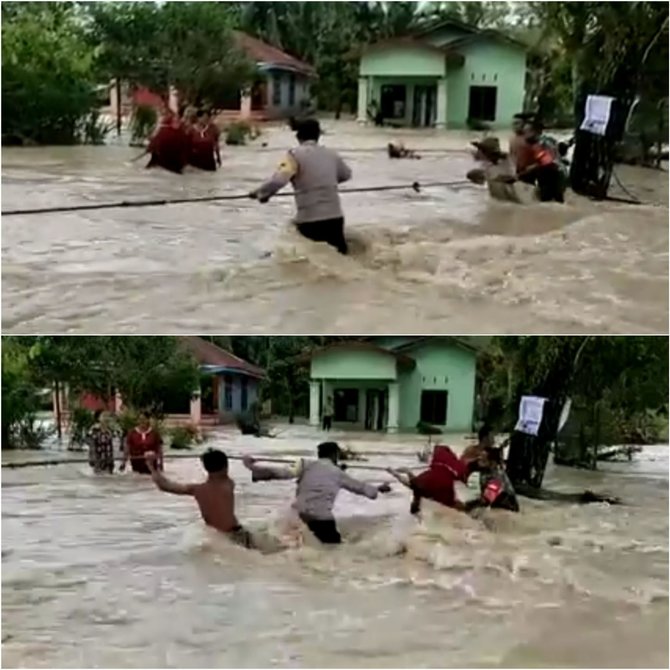 air bah terjang desa di serdang bedagai begini momen dramatis petugas evakuasi warga