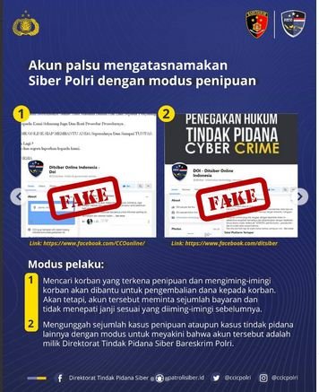 waspada akun palsu mengatasnamakan siber polri