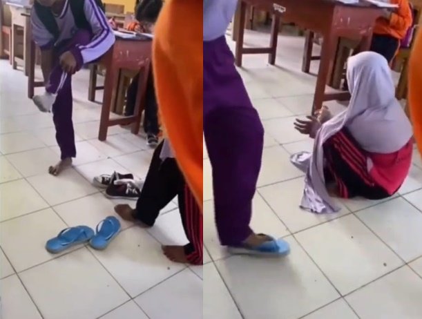 kakak adik gantian pakai sepatu ke sekolah karena cuma punya sepasang