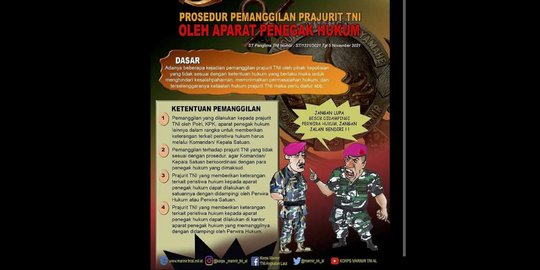 Panglima TNI Keluarkan Aturan Prajurit Dipanggil dan Diperiksa Polisi atau KPK