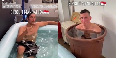 aksi kocak pembalap wsbk