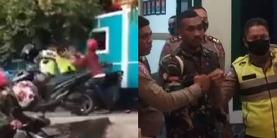 Potret Perdamaian Satu Anggota TNI dan Dua Polisi Usai Baku Hantam di Jalan