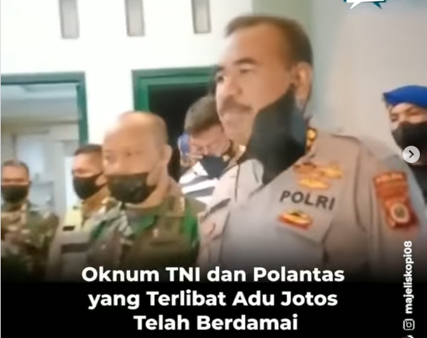 2 polisi adu jotos dengan 1 anggota tni