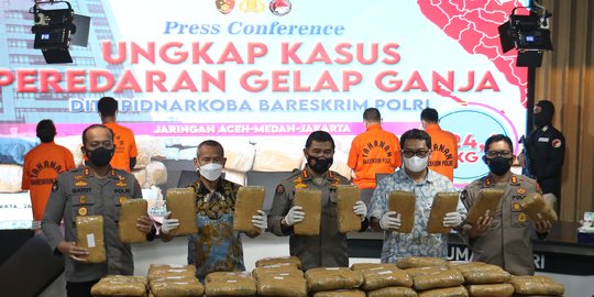 Polri Ungkap Peredaran Ganja 224,4 Kilogram Jaringan Aceh-Medan-Jakarta
