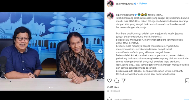 pengamat musik bens leo meninggal dunia deretan musisi ini kenang sosoknya