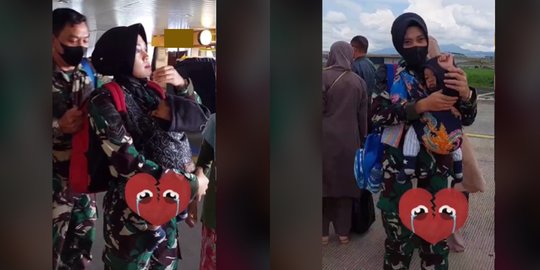 Momen TNI Wanita Bawa Anaknya Tugas Negara, Kepergiannya Bikin Keluarga Sedih