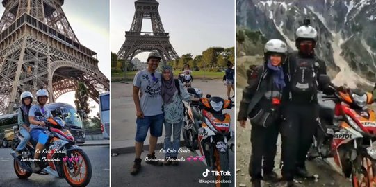 Kisah Pasutri Keliling Negara Naik Motor Sampai ke Paris, Aksinya Bikin Tak Percaya