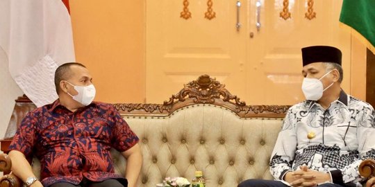 Ketua DPD Demokrat Aceh Sambangi Gubernur Nova Iriansyah Bahas Masa Depan Partai