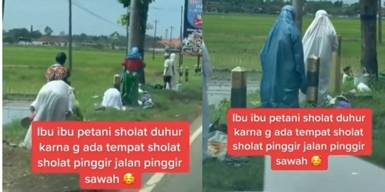 Berhenti Mengerjakan Tandur, Ibu-ibu Petani Ini Salat di Pinggir Jalan