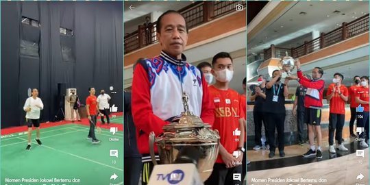 Momen Presiden Jokowi Tanding Bulutangkis Melawan Tim Piala Thomas 2020