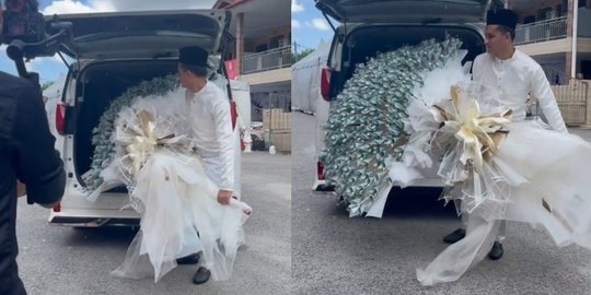 Pengantin Pria Bawa Seserahan Buket Uang Puluhan Juta, Sampai Oleng Saking Beratnya