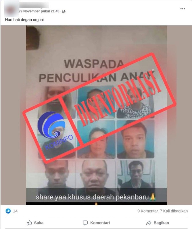 hoaks foto pelaku penculikan anak