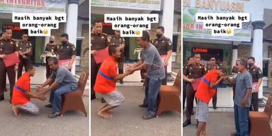 Momen Pencuri Motor Bersimpuh ke Korban,Tak Diduga Dibebaskan lalu Diberi Baju & Uang