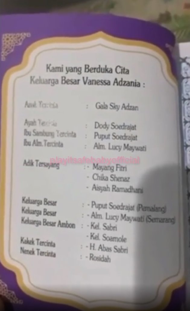 keluarga vanessa angel cetak buku yasin tanpa foto bibi