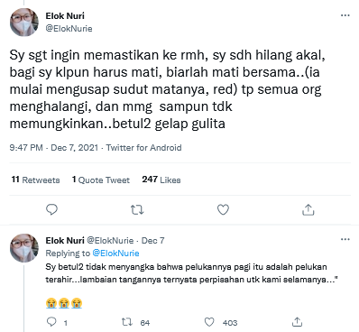 suami ungkap sikap tak biasa rumini sehari sebelum wafat