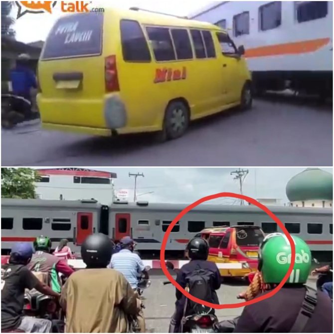 marak angkot di medan ugal ugalan terobos palang kereta polisi lakukan ini