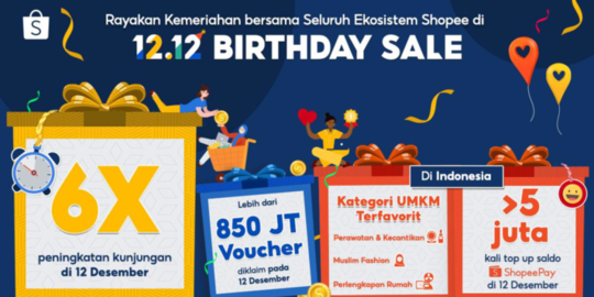 850 Juta Voucher Lebih Diklaim di Shopee 12.12 Birthday Sale