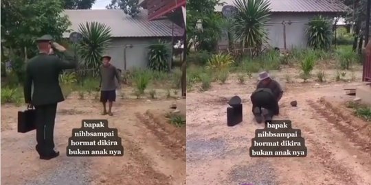 Bapak Tua Ini Kaget Prajurit TNI Hormat Kepadanya, Dikira Bukan Sang Anak