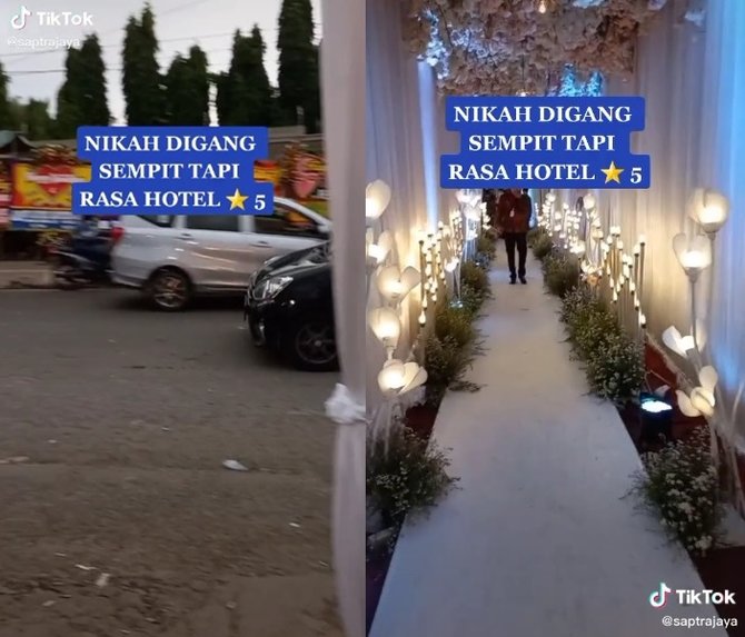 dekorasi pernikahan di gang sempit ini bak hotel bintang 5