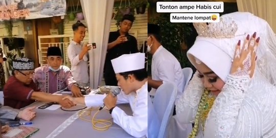 Pengantin Pria Lancar Ucap Ijab Kabul, Sang Istri Lompat Kegirangan jadi Sorotan