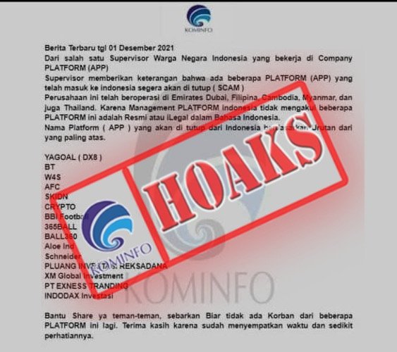 cek fakta hoaks daftar aplikasi ilegal akan diblokir kementerian kominfo