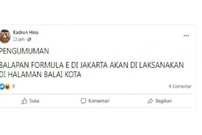 tidak benar lokasi formula e di halaman balai kota jakarta