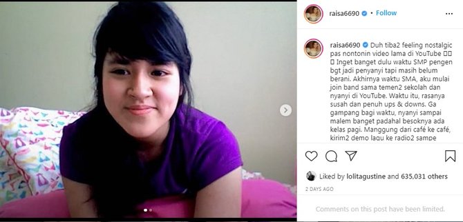 unggah foto jadul raisa kenang perjuangannya untuk jadi seorang penyanyi