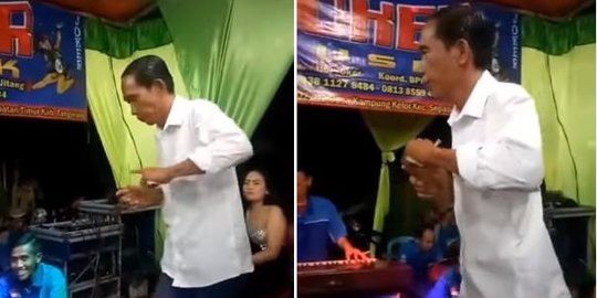 Wajah Pria Ini Bikin Kaget Saat Joget sama Biduan, Dikira Jokowi Ternyata Cuma Mirip