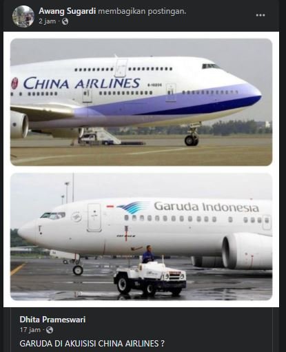 hoaks garuda indonesia diakuisisi china airlines
