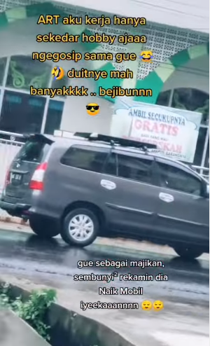 majikan diam diam rekam aksi art di luar rumah