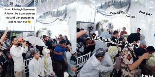 Momen Pengantin jadi 'Korban' saat Saweran, Hampir Jatuh karena Kursi Terdorong